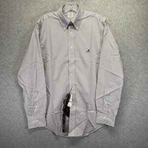 Alabama Crimson Tide Shirt Mens Medium Gray Button Down Brooks Brothers NCAA